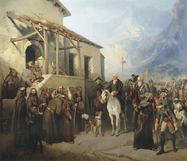 Creator:Adolf Charlemagne. Field Marshal Alexander Suvorov at the top of the St. Gotthard September 13 China oil painting art